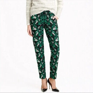 J. Crew Tuxedo Pant in Retro Floral Green/Black Size 0